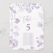 ヴィンテージ薄紫フローラゲスト名テーブル番号 (正面/裏面)