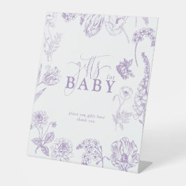 ヴィンテージ薄紫ラベンダーフローラスクリプトギフトベビー 台座サイン