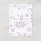 ヴィンテージ薄紫ラベンダーフローラ書籍ベビー エンクロージャーカード (正面)