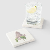 ヴィンテージ薄紫ヴィンテージ花友の母ギフト ストーンコースター (横)