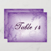 ヴィンテージ薄紫紫スクロールリーフテーブル番号 ポストカード (正面/裏面)