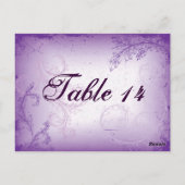 ヴィンテージ薄紫紫スクロールリーフテーブル番号 ポストカード (裏面)