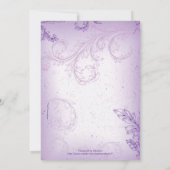 ヴィンテージ薄紫紫スクロール葉ブライダルシャワー 招待状 (裏面)