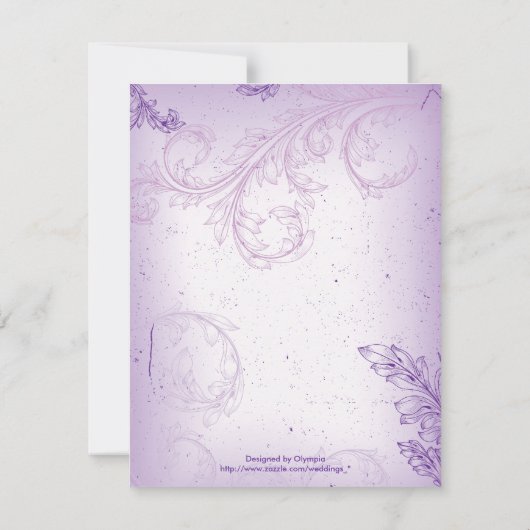 ヴィンテージ薄紫紫スクロール葉結婚式RSVPカード 出欠カード (裏面)