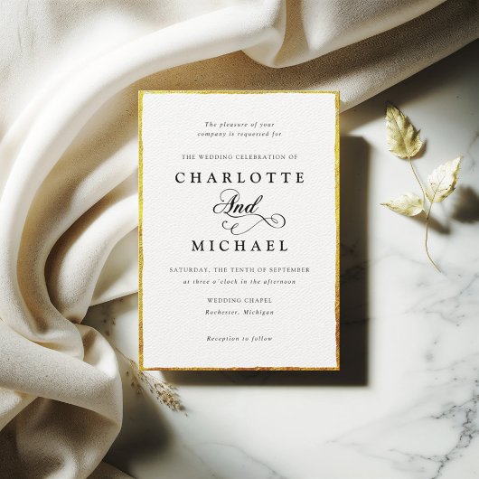 ヴィンテージ薄縁ど金ゴールドフレーム結婚式招待状 招待状