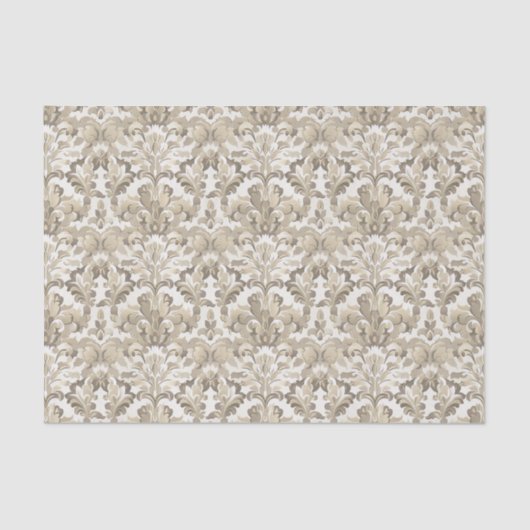 ヴィンテージ薄茶色の装飾用ダマスクパターン 薄葉紙 (正面)