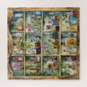 ヴィンテージ薬品戸棚の水色 ジグソーパズル (縦)