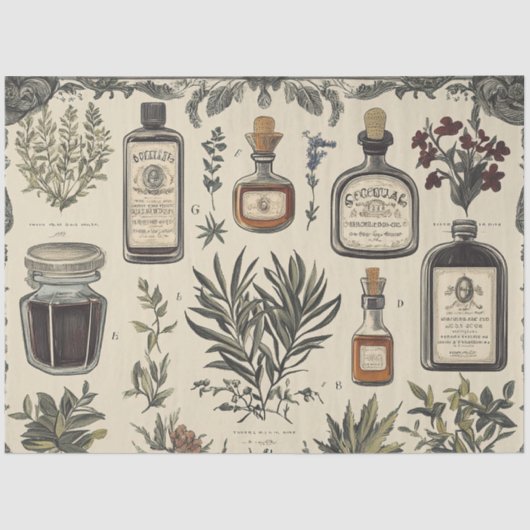 ヴィンテージ薬局ボトルラブルズジャンクジャーナル 薄葉紙 (正面)