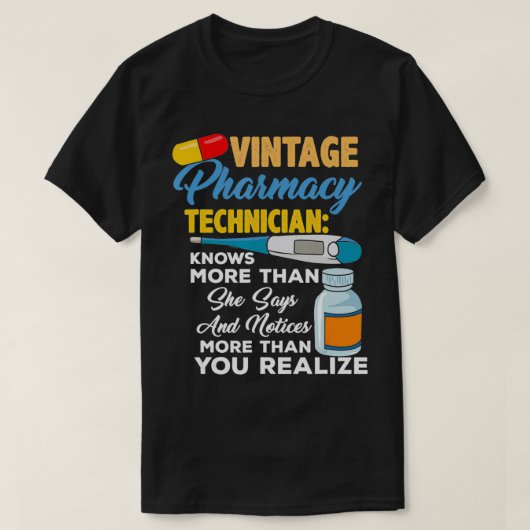 ヴィンテージ薬局技術者 Tシャツ (デザイン正面)