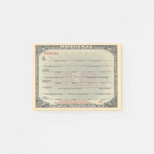 ヴィンテージ薬液処方型枠 ポストイット (正面)