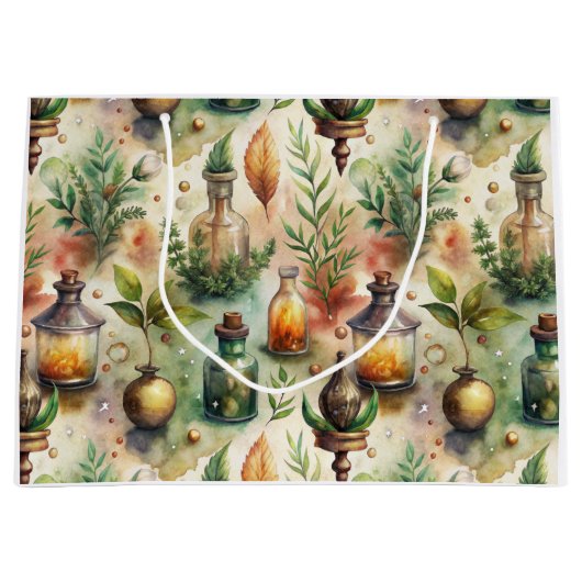 ヴィンテージ薬用ボトルパターン(1) ラージペーパーバッグ (正面)