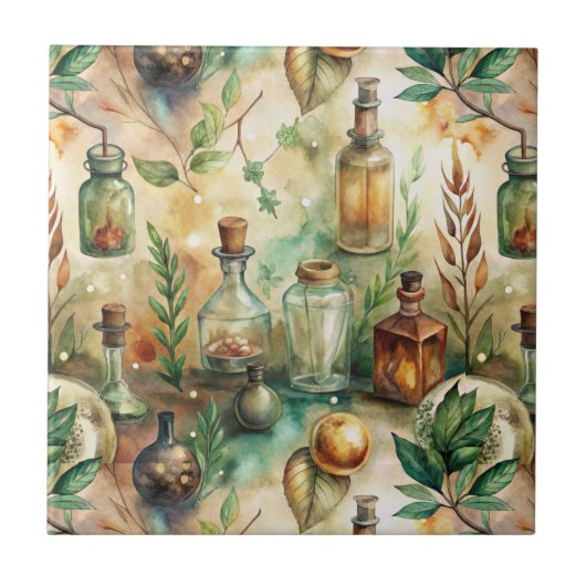 ヴィンテージ薬用ボトルパターン(2) タイル (正面)