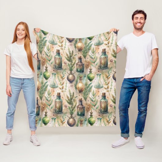 ヴィンテージ薬用ボトルパターン(3) フリースブランケット (インサイチュ)