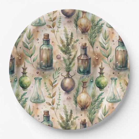 ヴィンテージ薬用ボトルパターン(3) ペーパープレート (正面)