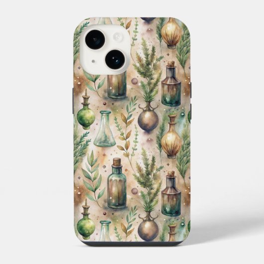ヴィンテージ薬用ボトルパターン(3) iPhoneケース (裏面)