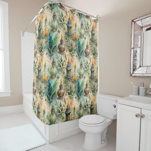 ヴィンテージ薬用ボトルパターン(4) シャワーカーテン (インサイチュ)