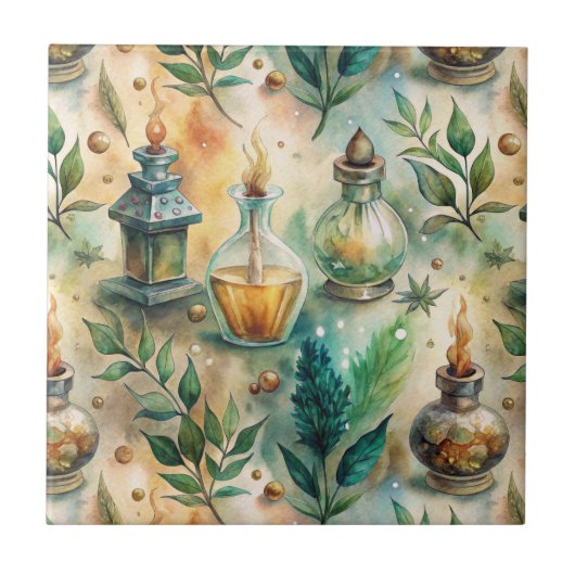 ヴィンテージ薬用ボトルパターン(4) タイル (正面)