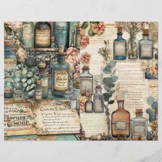 ヴィンテージ薬用植物学ジャンクジャーナル紙 (裏面)