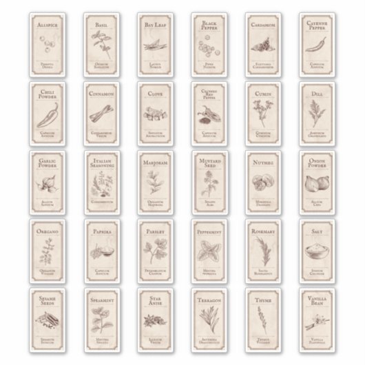 ヴィンテージ薬用香辛料ラベル シール (正面)