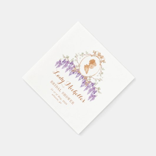 ヴィンテージ藤の花のレジデンシーブライダルシャワー スタンダードカクテルナプキン (角)