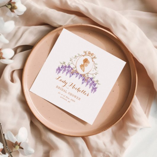 ヴィンテージ藤の花のレジデンシーブライダルシャワー スタンダードカクテルナプキン