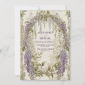 ヴィンテージ藤フローラアールヌーボー結婚ズ 招待状 (正面)