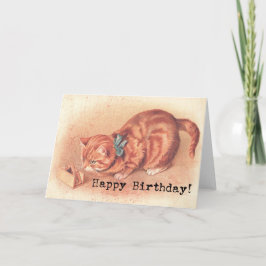 ヴィンテージ虎猫子猫誕生日 カード