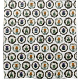 ヴィンテージ虫カラフル虫科学 シャワーカーテン