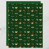 ヴィンテージ虫スクラップブック紙フォレストグリーン (正面/裏面)