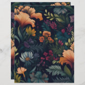 ヴィンテージ虹彩花柄紙文房具 (正面/裏面)