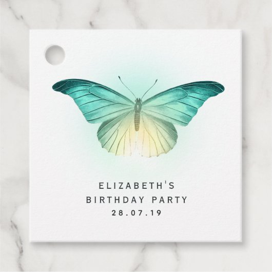 ヴィンテージ虹色の蝶とダマスク フェイバータグ (正面)