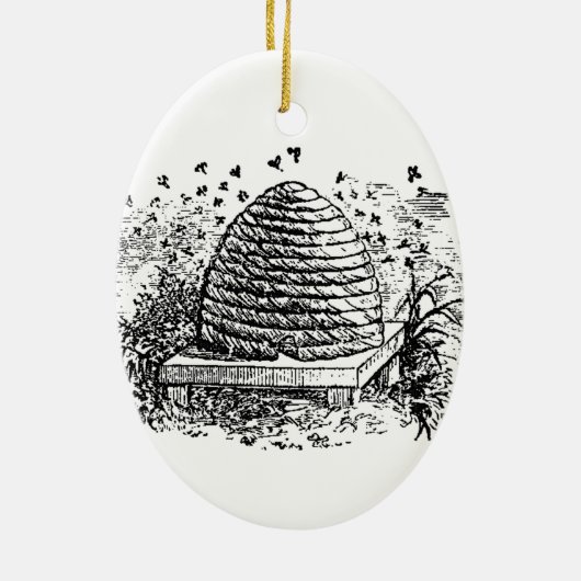 ヴィンテージ蜂の巣蜂の養蜂 セラミックオーナメント (裏面)