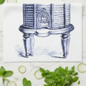 ヴィンテージ蜂の巣青の濃淡 キッチンタオル (折り畳み)