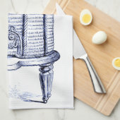 ヴィンテージ蜂の巣青の濃淡 キッチンタオル (四つ折り)