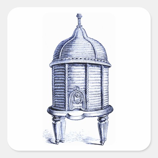 ヴィンテージ蜂の巣青の濃淡 スクエアシール (正面)