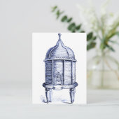 ヴィンテージ蜂の巣青の濃淡 ポストカード (スタンド正面)