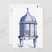 ヴィンテージ蜂の巣青の濃淡 ポストカード (正面/裏面)