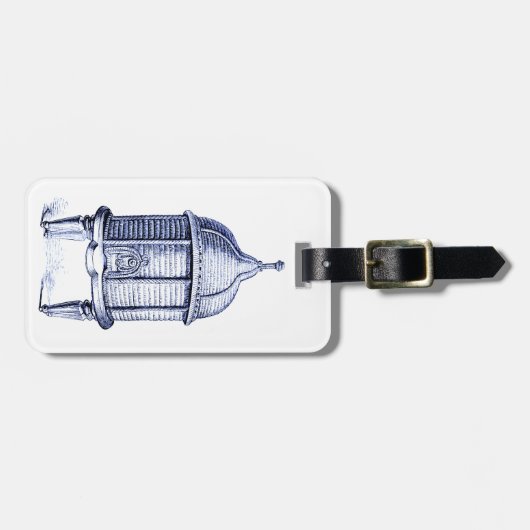 ヴィンテージ蜂の巣青の濃淡 ラゲッジタグ (正面横)