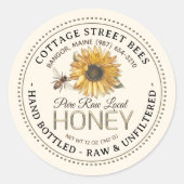 ヴィンテージ蜂蜜ラベル手瓶入り生 ラウンドシール (正面)