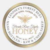 ヴィンテージ蜂蜜ラベル手瓶入り生 ラウンドシール (正面)