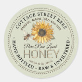 ヴィンテージ蜂蜜ラベル手瓶入り生 ラウンドシール (正面)