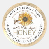 ヴィンテージ蜂蜜ラベル手瓶入り生 ラウンドシール (正面)