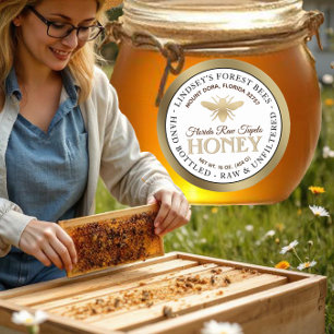 ヴィンテージ蜂蜜ラベル手瓶入り生 ラウンドシール