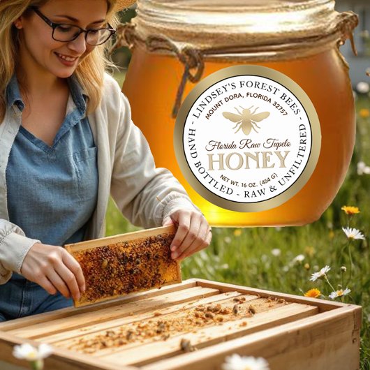 ヴィンテージ蜂蜜ラベル手瓶入り生 ラウンドシール