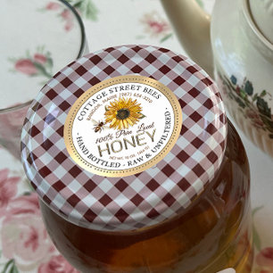 ヴィンテージ蜂蜜ラベル手瓶入り生 ラウンドシール