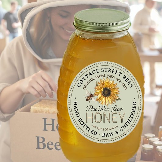 ヴィンテージ蜂蜜ラベル手瓶入り生 ラウンドシール