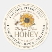 ヴィンテージ蜂蜜ラベル手瓶入り生 ラウンドシール (正面)