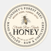 ヴィンテージ蜂蜜ラベル手瓶入り生 ラウンドシール (正面)