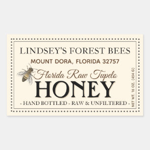 ヴィンテージ蜂蜜ラベル手瓶入り生 長方形シール