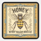 ヴィンテージ蜂蜜ラベル スクエアシール (正面)